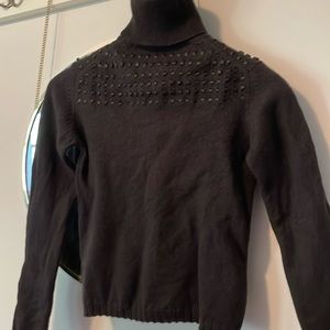 Carlisle 100% Merino Wool Turtleneck with Leather Accent